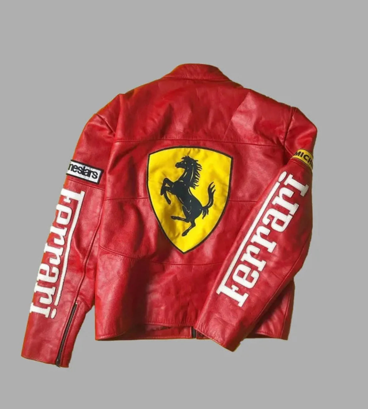 Ferrari Red Moto Jacket - back flat lay