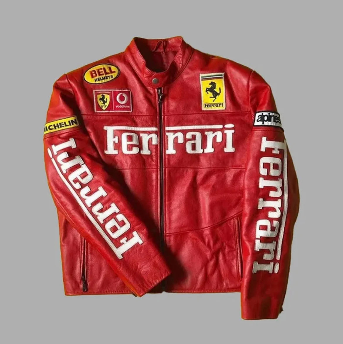 Ferrari Red Moto Jacket - front flat lay