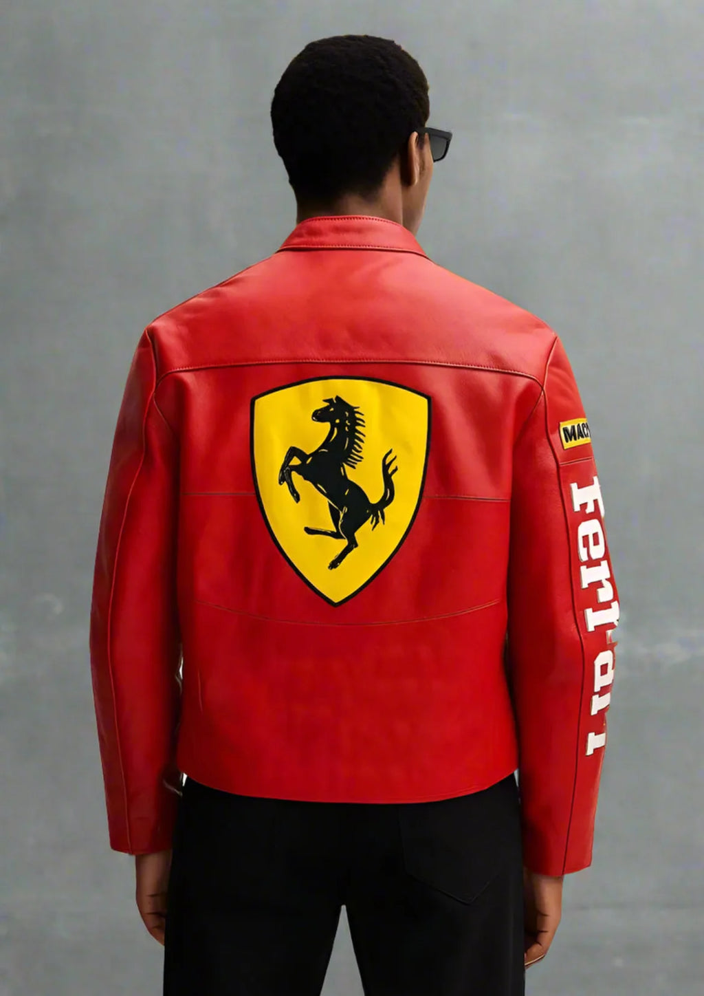 Ferrari Red Moto Jacket - back model view