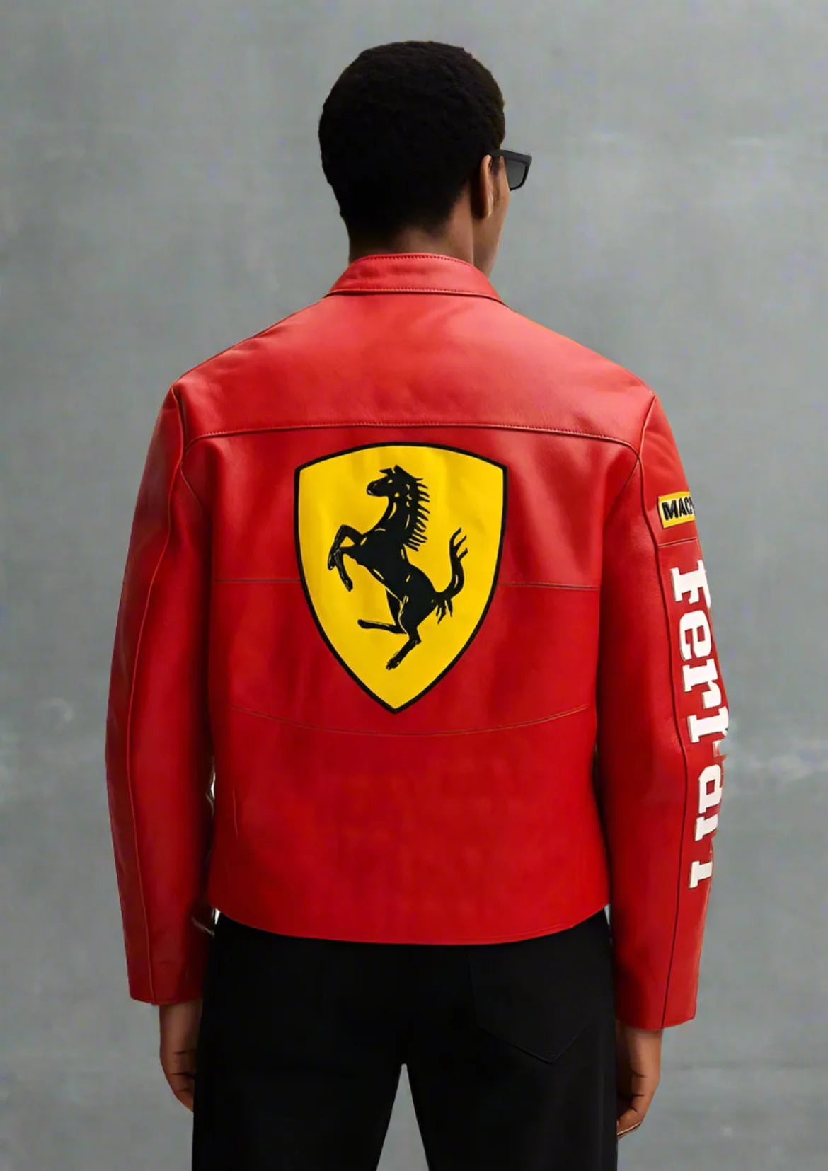 Ferrari Red Moto Jacket - back model view