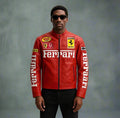 Ferrari Red Moto Jacket - front model view