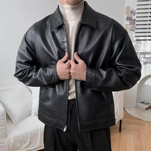 Black Leather Zip Jacket