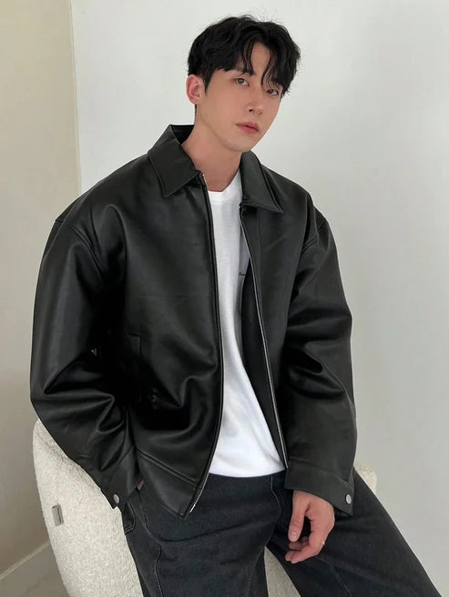 Black Leather Zip Jacket