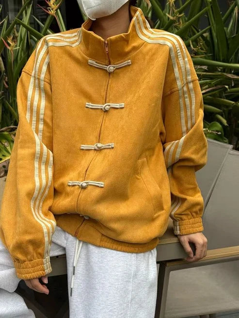 CNY Mustard Yellow Jacket - front view close up
